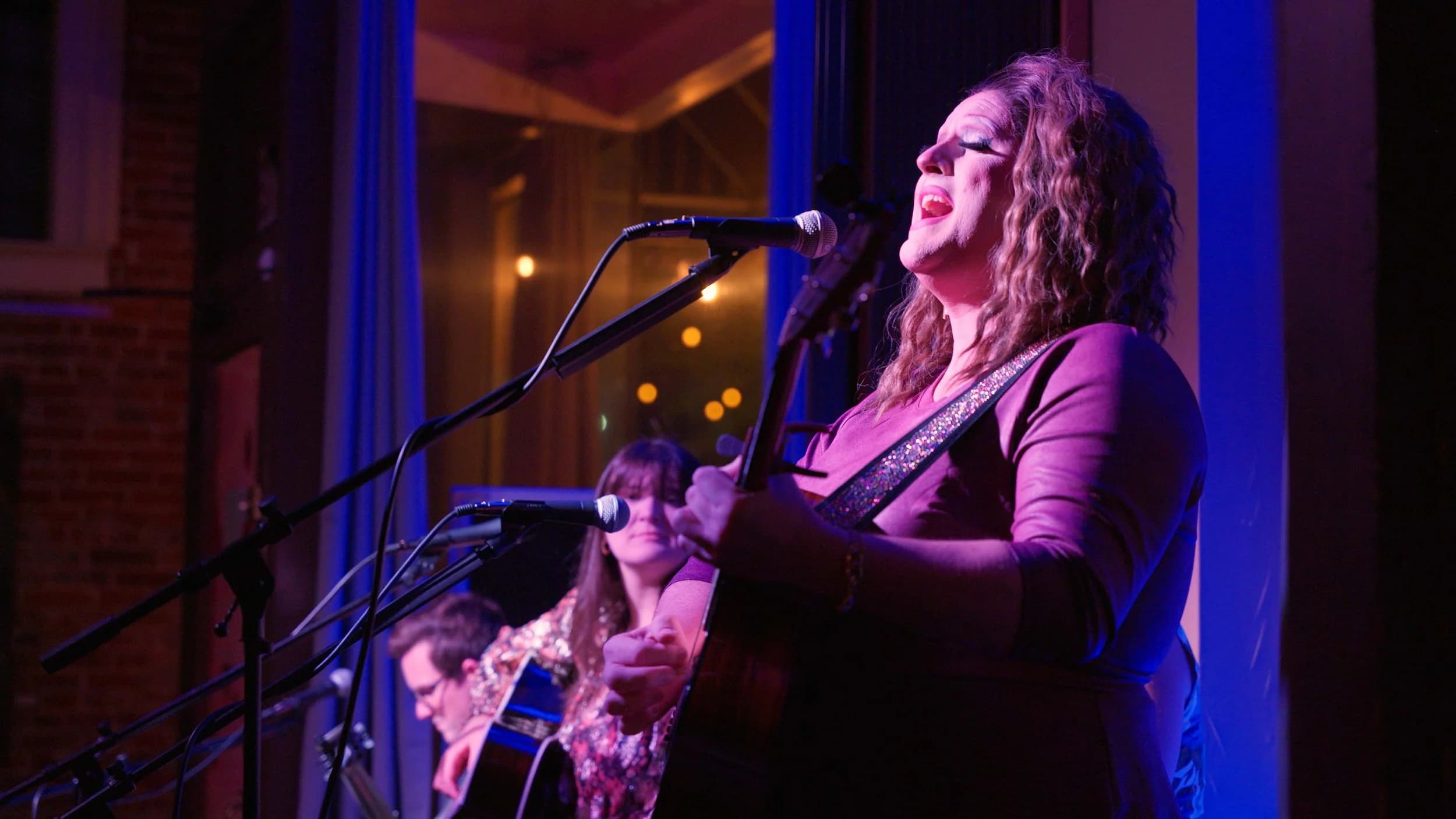 Flamy Grant with the film team